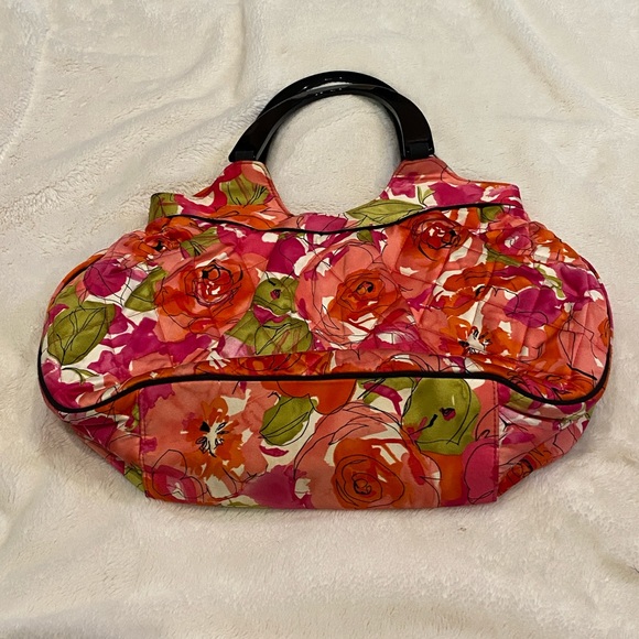 Vera Bradley Handbags - Vera Bradley Vivian Purse Handbag Vintage Rose Floral Sateen Quilted Fabric VGC